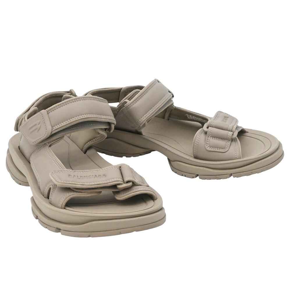 Balenciaga Taupe Tourist Vegan Leather Chunky Sandals Size 40 US 10